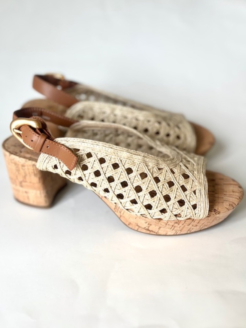 Aerosoles Cornelia Raffia Platform Sandals in Natural/tan Size 9